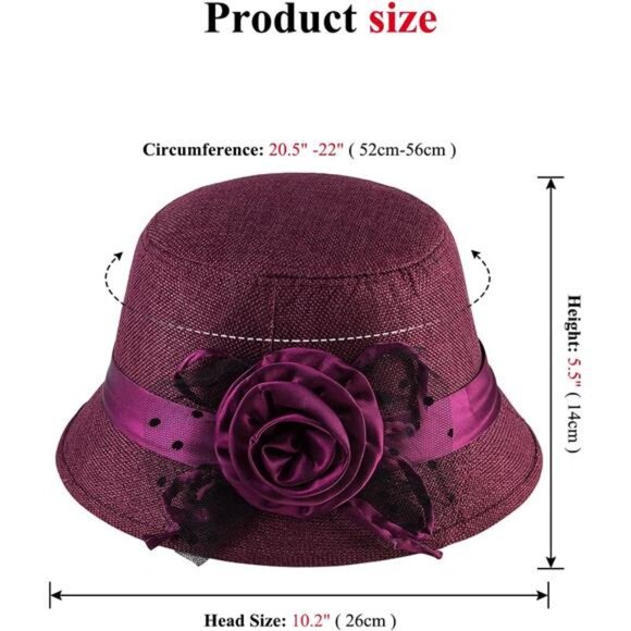 Women Bow Bucket Hats Purple - Picture 5 of 7